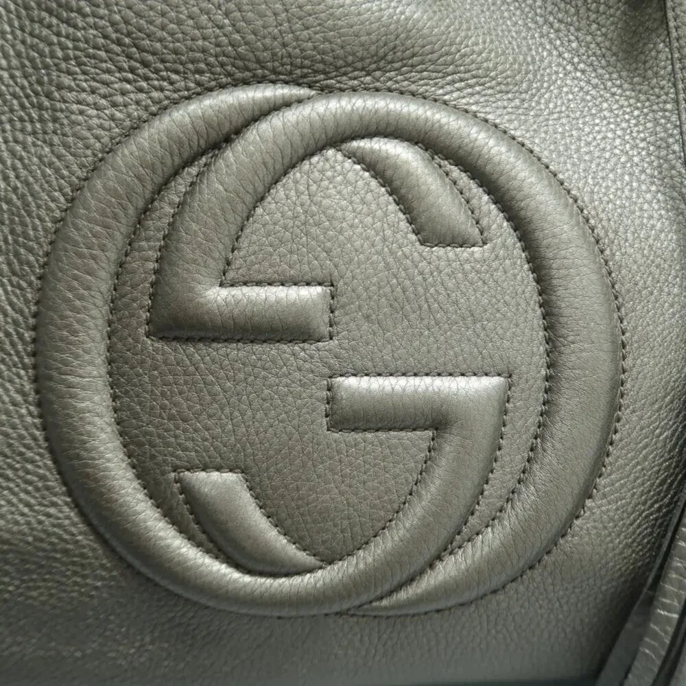 100% Authentic GUCCI Soho Grey Leather Shoulder Bag 533-11424 - Picture 8 of 12